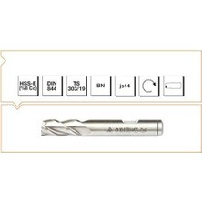 Hakay Makina Takım Endüstrisi A.ş. Hss-Co8 Din 844/BN Parmak Freze Kısa 10 mm