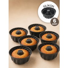 Hakay Beylini 6'lı Silikon Oval Mini Kek Kalıbı Yapışmaz Muffin Kek Kalıbı Seti Şekilli Mutfak Kek Kalıbı Seti Antrasit