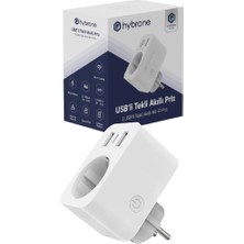 Hakay Hybrone USB ve Type-C Girişli Akım Korumalı Wi-Fi Akıllı Priz, Adaptör, 16 Amper, Enerji Izleme, Çocuk Kilidi, Uygulama ile Uzaktan Kontrol