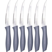 Hakay Sebze ve Meyve Bıçağı, Çelik, Gri, Lazer Kesim Tırtıklı Uç, 22 Cm, 6 Adet