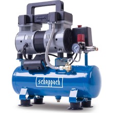 Hakay Scheppach HC08SI Ultra Sessiz Kompresör | 8 Bar | 6 L Hazne | 1,5 Hp / 1100 W | Yağsız ve Az Bakım Gerektirir | Debisi 162 L/dk | Sessiz Kompresör