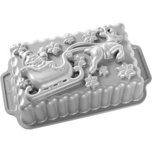 Hakay Nordic Ware Pişirme Kalıbı Santa's Sleigh Loaf Tava Alüminyum Gri, 26,1 cm x 14,5 Cm, Nw 90848