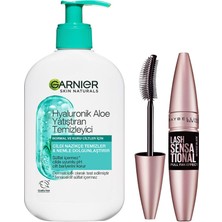 Hakay Garnier Hyaluronik Aloe Nemlendiren ve Yatıştıran Temizleyici 250 ml & Maybelline New York Lash Sensational Yelpaze Etkili Intense Black Maskara