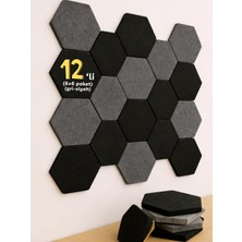 Hakay Beylini 12'li Akustik Panel Keçe Kendinden Yapışkanlı Duvar Kaplama Ses ve Isı Yalıtım Duvar Kaplama 10 mm Kalınlık 26X30 cm (Karışık)