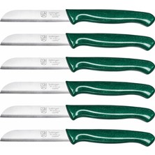 Hakay Solingen 6'lı Tırtıklı Meyve Bıçağı Seti, Paslanmaz Çelik, Ergonomik Kaymaz Sap, Ultra Keskin, Meyve ve Sebze Için, 18 cm (Yeşil)