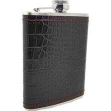 Hakay Çelik Üzeri Kahve Kroki Deri Kaplı 8 Oz 240 ml Içki Matarası KB04
