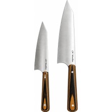 Hakay Ch Woodline 2'li Profesyonel Şef Bıçak Seti 32 cm + 25 cm – 4116 Alman Çeliği – El Yapımı Büyük Boy Mutfak Seti
