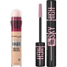 Hakay Maybelline New York Instant Anti Age Eraser Kapatıcı - 01 Light & Lash Sensational Sky High Cosmic Black Maskara Makyaj Seti