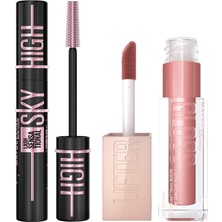 Hakay Maybelline New York Lash Sensational Sky High Cosmic Black Maskara + Lifter Gloss Nemlendirici Dudak Parlatıcısı- 003 Moon Makyaj Seti