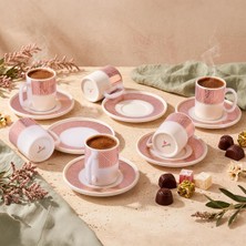 Hakay Aryıldız Nova 12 Parça 6 Kişilik Kahve Fincan Takımı Pembe 90 ml