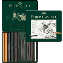 Hakay Faber-Castell 112978 Pitt Kömür Seti, Metal Kutuda, 24 Parçalı