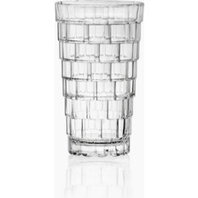 Hakay Kabartmalı Kare Desenli Cam Bardak Seti 6’lı 380 ml – Geometrik Tasarım, Premium Uzun Içim Bardakları, Modern Bar Sunumu, Borosilikat Cam