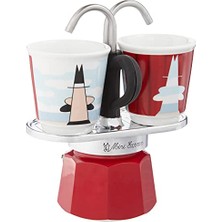 Esranın Dünyası Bialetti - Set Mini Express: Ocak Üstü Espresso Pişirici + 2 Cups - Magrite Serisi