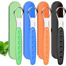 Hakay Xspring Dil Kazıyıcı, 4 Adet Tıbbi Sınıf Metal Dil Temizleyici Seti, Seyahat Çantası Hediyeli, Paslanmaz Çelik Kaplama Dil Fırçası, Yetişkinler ve Çocuklar Için Ağız Kokusuna Karşı Etkili