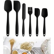 Hakay Smartizi 6'lı Siyah Yanmaz Yapışmaz Silikon Spatula ve Fırça Seti (En Büyüğü 27 Cm) - Çizmez Isıya Dayanıklı Bpa Içermeyen Mutfak Seti