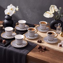 Hakay Aryıldız Kingham 12 Parça 6 Kişilik Kahve Fincan Takımı Siyah 90 ml