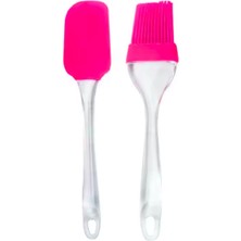 Hakay Promosyonca Silikon Spatula ve Fırça Seti, 2 Parça (Pembe)