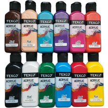 Hakay Rich Texco Akrilik Boya Seti, 12 Renk x 130 Ml, Su Bazlı
