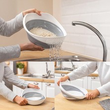 Hakay Deconox Katlanabilir Pratik Pirinç, Mercimek Süzgeci | Yer Kaplamayan Katlanır Süzgeç – Geniş ve Kullanışlı Tasarım (30X25X15,5 Cm)