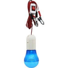 Hakay Seyyar LED Lamba, 5W, Akü Takviye Kablolu, 4 Metre Kablo Uzunluğu, Taşınabilir Aydınlatma,pil Mevcut Değil (Mavi)