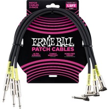 Hakay Ernie Ball Düz/açılı Yama Kabloları 18" 3'lü Paket Siyah