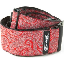 Die Grup Jim Dunlop Jakarlı Paisley Kırmızı Gitar Askısı (D6711)
