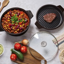 Hakay Aryıldız Duo Cast Iron Tencere/çift Kulplu Tava Kahverengi 24 cm