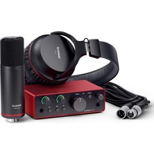 Hakay Focusrite Scarlett Solo Studio Gen 4 Ses Kayıt Paketi: Şarkı Yazarları Için Kayıt, Yayın ve Podcasting Için Kondansatör Mikrofon ve Kulaklık, USB Audio Arayüzü
