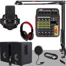 Hakay Midex Impressive Paket-2 Stüdyo Ekipmanları Kayıt Seti (Monitör Mikrofon Mikser Kulaklık)