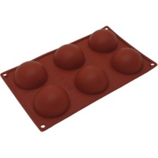 Hakay Flexmat Silikon Çikolata ve Kek Kalıbı (Yarım Küre, No:27) Kırmızı ECMELNM459