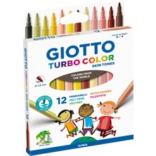 Hakay Gıotto Turbocolor Keçeli Kalemler, Ince Uçlu, 2,8 Mm, 12 Ten Rengi, Çocuklar, Partiler ve Okullar Için Ideal