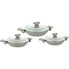 Hakay Oms 3004 6 Parça Bio Granit Sahan Takımı Gri