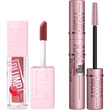 Hakay Maybelline New York Lifter Plump Dudak Parlatıcısı- 005 Peach Fever & Lash Sensational Sky High Maskara Makyaj Seti