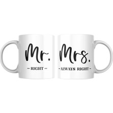 Hakay Mr. ve Mrs. Baskılı Çift Kupası Hediyelik Çay Kahve Kupası 2 Adet
