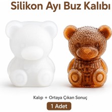 Hakay 3 Boyutlu Ayıcık Buz Kalıbı, Silikon Ayı Şekilli Tek Gözlü Buzluk, Kahve Kokteyl ve Soğuk Içecek Sunumu, 5 x 7 Cm, 1 Adet