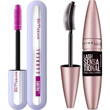 Hakay Maybelline New York Lash Sensational Yelpaze Etkili Intense Black Maskara - Ekstra Siyah & Falsies Surreal Maskara Makyaj Seti