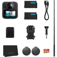 Hakay Gopro Max2 + Aksesuar Paketi - 4ft (1,2 M) Uzatma Kutbu, 2 1960MAH Enduro Pil, 64 GB Sandisk Microsd Kart Içerir