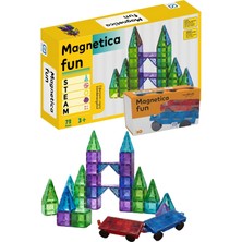 Hakay Ca Games Magnetica Fun +3 Yaş Çocuklar Için 72 Parçalı ve Araba Eklentili Süper Eğlenceli Öğretici Mıknatıslı Oyun Blokları Seti