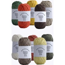 Hakay 25 Gram Mini Cotton SERISI%100 Pamuk Örgü Ipi 10 Renk Punch ve Amigurumi Ipi (Sonbahar)