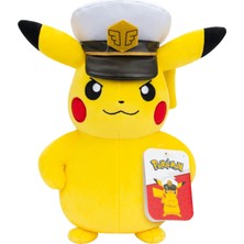 Hakay Pokemon Kaptan Pikachu Peluş - 20,8 cm Yumuşak Peluş Kaptan Şapkası ve Otantik Detayları
