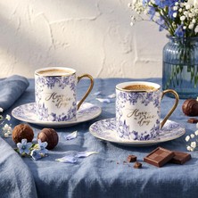 Hakay Aryıldız Lavanya Blue 4 Parça 2 Kişilik Kahve Fincan Takımı 90 ml