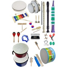 Hakay Midex Örf Aletleri Seti Overmuch Paket-1 Marakas Zil Üçgen Ksilofon Melodika Mızıka Davul Flüt (26 Parça)