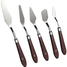Hakay Renovon Palet Bıçağı 5 Parça Paslanmaz Çelik Spatula Seti, Kil Hamuru Pasta Krema Yağlıboya Için Ahşap Saplı Süsleme Şekil Verme ve Kazıma, Boya Araçları,mutfakta ve Diğer Hobi ve El Sanatları Için