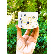Hakay Cw Celine's Wonders Premium Kalite 24 Ayar Altın Kaplama El Yapımı Kupa 300 ml Nazarlı Kupa Evil Eye Mug 22NT1