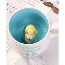 Hakay Mukko Home 3D Porselen Kupa – Deniz Kızı Figürlü, 350 Ml, Eğlenceli ve Şık Tasarım,mavi