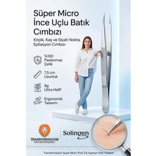Hakay Transformacion Micro Ince Uçlu Batık ve Milia Cımbızı - Paslanmaz Çelik Hassas Kirpik, Kaş ve Siyah Nokta Epilasyon Cımbızı (7.5 Cm) Solingen Professional 721242