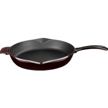 Hakay Lava Metal Premium Serisi - Döküm Kızartma Tavası, Yuvarlak, 28 Cm, Majolik Mor