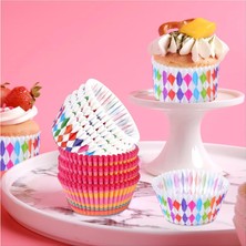 Hakay 100 Adet Desenli Cupcake Kalıbı,renkli Browni ve Muffin Kabı,kağıdı
