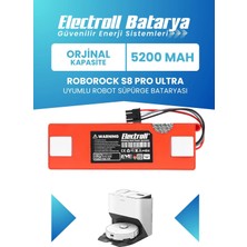 Electroll Roborock S8 Pro Ultra Uyumlu Batarya (Standart Kapasite) 5200MAH Pil Robot Süpürge Batarya Değişimi