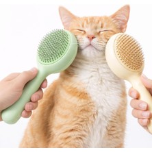 Hakay Jouis Kedi ve Köpek Tarak Tüy Toplama – Basmalı Kendini Temizleyen Evcil Hayvan Bakım Fırçası, Yuvarlak Tasarım, Çelik Iğneli, Ergonomik Saplı, Tüm Tüy Tiplerine Uygun